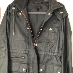 J.Crew Long Waxed Downtown Field Jacket w/Hood